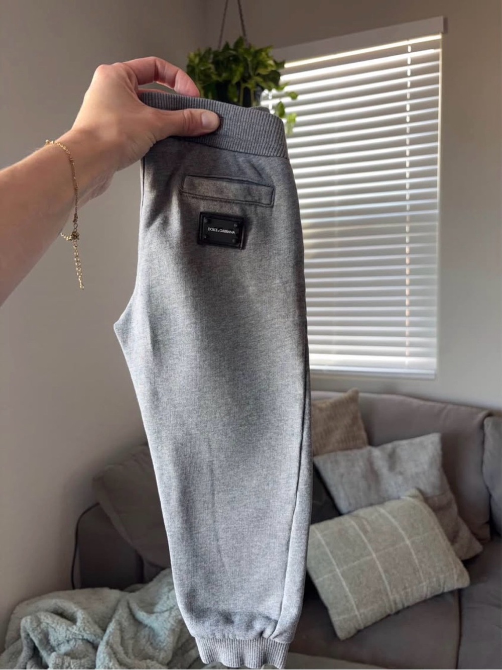 Dolce & Gabbana Gray Kids Sweatpants with Logo Patch